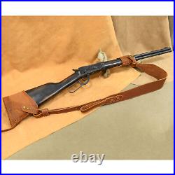 Drill-free Leather Vintage Set Rifle Buttstock, Shoulder Belt, Sling Loop Concet