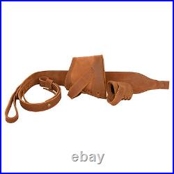 Drill-free Leather Vintage Set Rifle Buttstock, Shoulder Belt, Sling Loop Concet