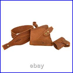 Drill-free Leather Vintage Set Rifle Buttstock, Shoulder Belt, Sling Loop Concet