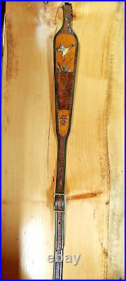 Duck custom leather hand made rifle or shotgun sling made in the USA