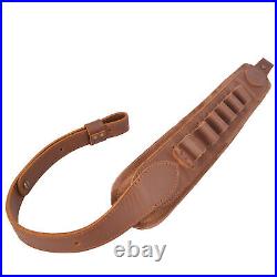 Durable Cowhide Rifle Sling Shotgun Leather Shell Slot Straps for. 30-30.22 12GA