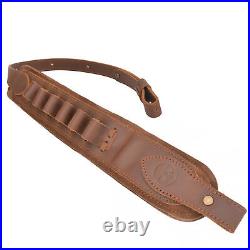 Durable Cowhide Rifle Sling Shotgun Leather Shell Slot Straps for. 30-30.22 12GA