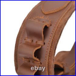 Durable Cowhide Rifle Sling Shotgun Leather Shell Slot Straps for. 30-30.22 12GA