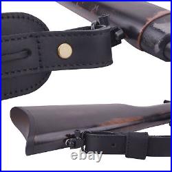 Durable Leather Shotgun Buttstock Sleeve with Gun Sling with Swivels 12GA Left