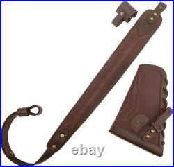 Durable No Drill Leather Sling with Ergonomic Cheek Rest for Rifles and Shotguns