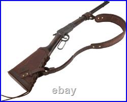 Durable No Drill Leather Sling with Ergonomic Cheek Rest for Rifles and Shotguns