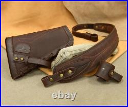 Durable No Drill Leather Sling with Ergonomic Cheek Rest for Rifles and Shotguns