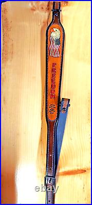 Eagle Freedom Custom made hand carved leather padded rifle sling