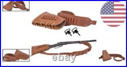 Elegant Geometric Cowhide Leather Gun Sling & Buttstock for Multiple Calibers