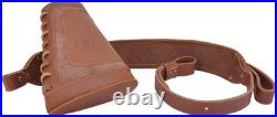 Elegant Geometric Cowhide Leather Gun Sling & Buttstock for Multiple Calibers