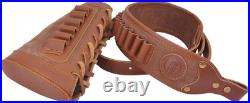 Elegant Geometric Cowhide Leather Gun Sling & Buttstock for Multiple Calibers