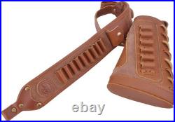 Elegant Geometric Cowhide Leather Gun Sling & Buttstock for Multiple Calibers