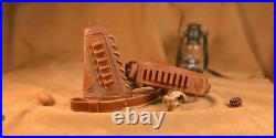 Elegant Geometric Cowhide Leather Gun Sling & Buttstock for Multiple Calibers