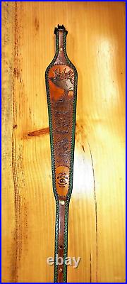 Elk Custom made hand carved leather padded rifle sling