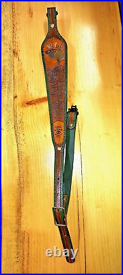 Elk Custom made hand carved leather padded rifle sling