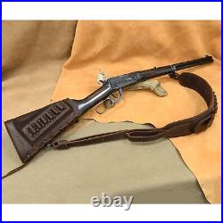 Full Cowhide Leather Gun Buttstock with Match Sling for. 308.22LR 12GA. 30/30