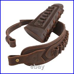 Full Cowhide Leather Gun Buttstock with Match Sling for. 308.22LR 12GA. 30/30