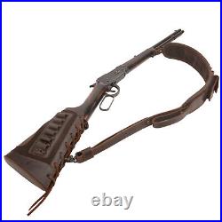 Full Cowhide Leather Gun Buttstock with Match Sling for. 308.22LR 12GA. 30/30