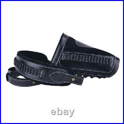 Full Leather Rifle Buttstock Shell Holder +Gun Sling for. 22LR. 22MAG. 17 Hmr