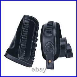 Full Leather Rifle Buttstock Shell Holder +Gun Sling for. 22LR. 22MAG. 17 Hmr