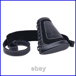 Full Leather Rifle Buttstock Shell Holder +Gun Sling for. 22LR. 22MAG. 17 Hmr