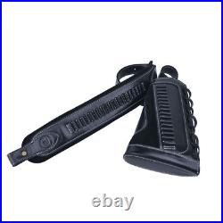 Full Leather Rifle Buttstock Shell Holder +Gun Sling for. 22LR. 22MAG. 17 Hmr