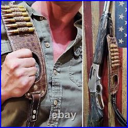 Gator Embossed Leather Rifle Sling Winchester Marlin Henry Lever Action USA