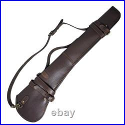 Genuine Leather Rifle Scabbard Gun Slip Case Hunting Shoulder Strap Brown