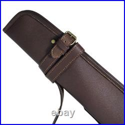 Genuine Leather Rifle Scabbard Gun Slip Case Hunting Shoulder Strap Brown