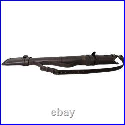 Genuine Leather Rifle Scabbard Gun Slip Case Hunting Shoulder Strap Brown