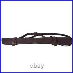 Genuine Leather Rifle Scabbard Gun Slip Case Hunting Shoulder Strap Brown