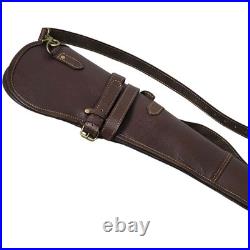 Genuine Leather Rifle Scabbard Gun Slip Case Hunting Shoulder Strap Brown