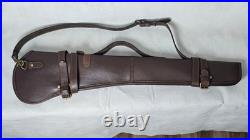 Genuine Leather Rifle Scabbard Gun Slip Case Hunting Shoulder Strap Brown