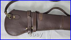 Genuine Leather Rifle Scabbard Gun Slip Case Hunting Shoulder Strap Brown