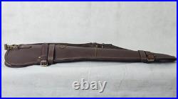 Genuine Leather Rifle Scabbard Gun Slip Case Hunting Shoulder Strap Brown