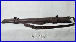 Genuine Leather Rifle Scabbard Gun Slip Case Hunting Shoulder Strap Brown