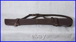 Genuine Leather Rifle Scabbard Gun Slip Case Hunting Shoulder Strap Brown