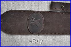 Genuine Leather Rifle Shotgun sling decorated with Roe anti slip suede
