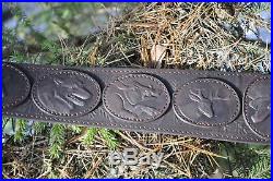Genuine Leather Rifle / Shotgun sling with 5 pic. Of animals anti slip Neoprene
