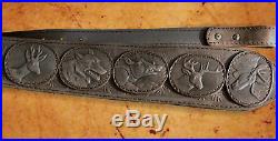 Genuine Leather Rifle / Shotgun sling with 5 pic. Of animals anti slip Suede