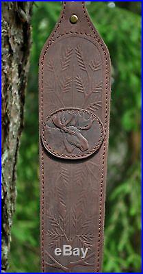 Genuine Leather Rifle or Shotgun sling decorated with ELK