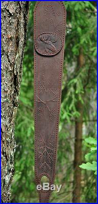 Genuine Leather Rifle or Shotgun sling decorated with ELK