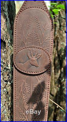 Genuine Leather Rifle or Shotgun sling decorated with Roe Neopren