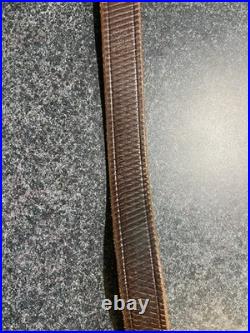 German Mauser K98k Leather Sling 45.5 Inch Crosshatch Textured Pattern Vintage