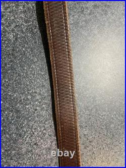 German Mauser K98k Leather Sling 45.5 Inch Crosshatch Textured Pattern Vintage
