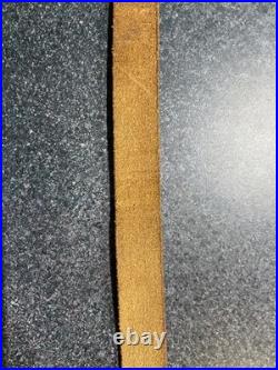 German Mauser K98k Leather Sling 45.5 Inch Crosshatch Textured Pattern Vintage