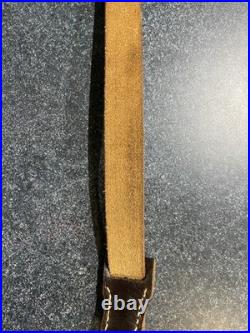 German Mauser K98k Leather Sling 45.5 Inch Crosshatch Textured Pattern Vintage