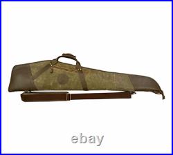 Green Waxed Canvas Leather Rifle Scoped Case with pocket YKK zipper button lock