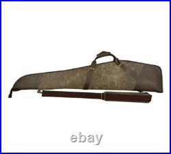 Green Waxed Canvas Leather Rifle Scoped Case with pocket YKK zipper button lock