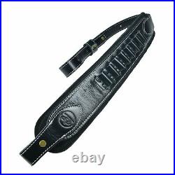 Gun Carry Strap Rifle Shell Slots Sling 2 Points Leather Buckle+ Swivels Set